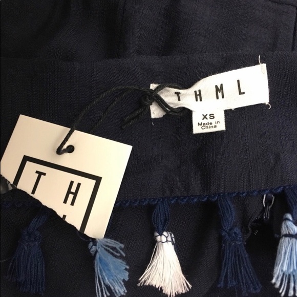 Navy Tassel Wrap Romper - Picture 6 of 6